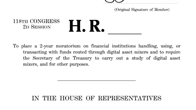 Proposed US Blockchain Integrity Act would ban crypto mixers for 2 years